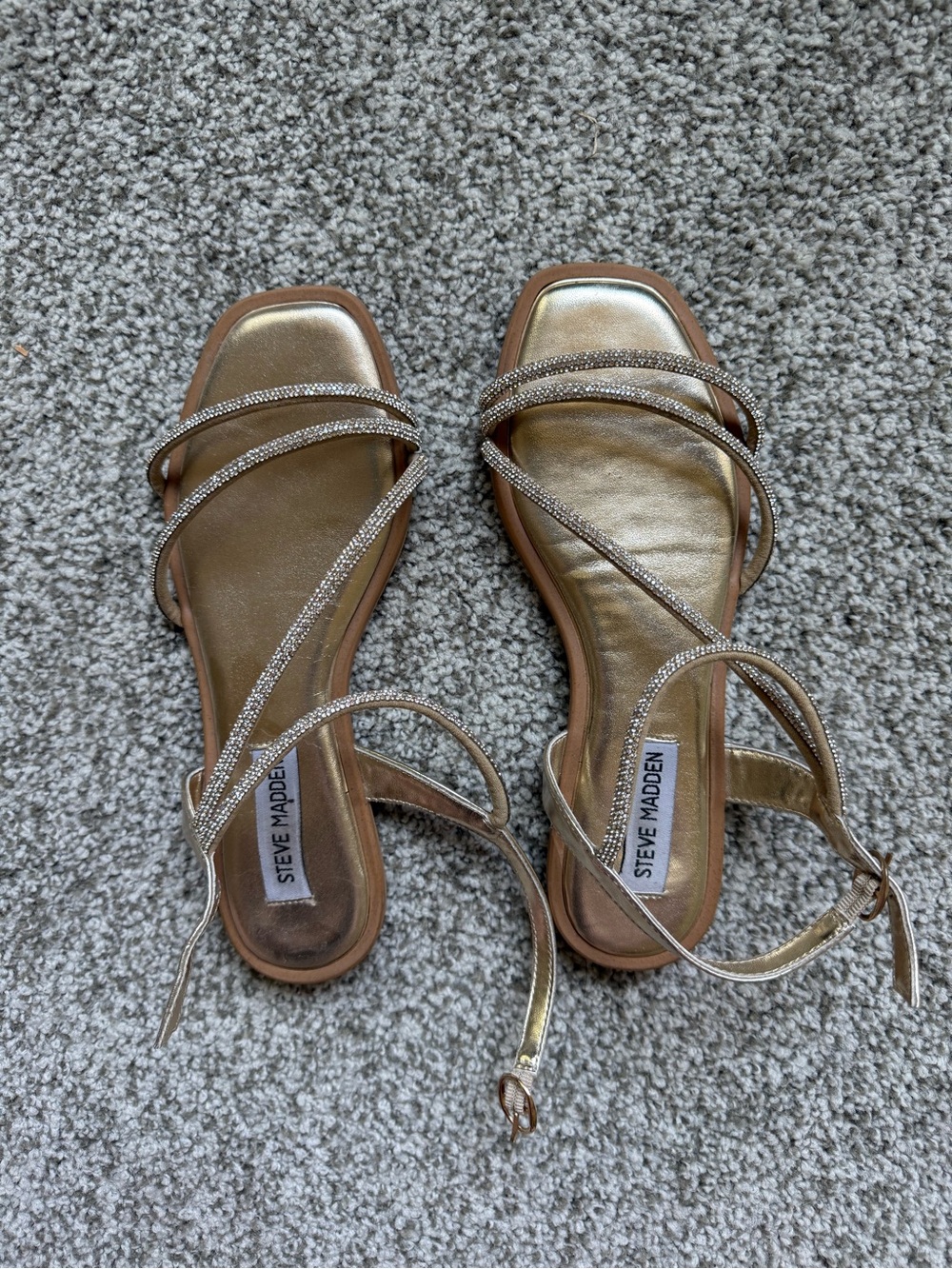 Steve Madden Metallic Gold Strappy Ankle-Tie Sandals size 7.5